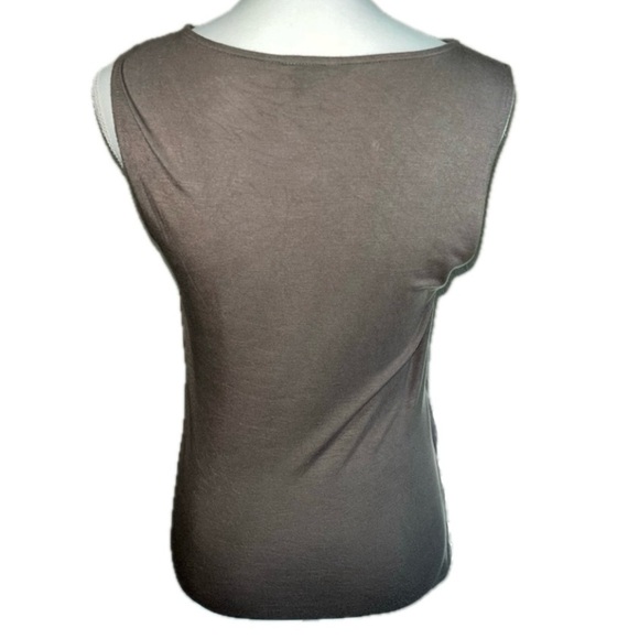 Ann Taylor Pleated Ruffled Front Blouse, Dark Taupe - Picture 3 of 5